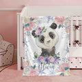 FUNSTUFFPRINT Custom  Winter Floral Panda Nursery Blanket, Personalized Baby Panda Animal Blanket, Christmas Baby Blanket Kids Custom Name Jungle Baby Shower Gift