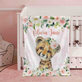 FUNSTUFFPRINT Custom  Pink Leopard Nursery Blanket, Personalized Baby Cheetah Blanket, Rose Flowers Girl Blanket, Kids Custom Name Blanket Baby Shower Gift