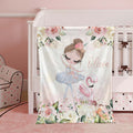 FUNSTUFFPRINT Custom  Ballet Girl Nursery Blanket, Ballerina Blanket, Personalized Dancer Gift, Flowers Baby Blanket, Kids Custom Blanket, Floral Baby Shower Gift