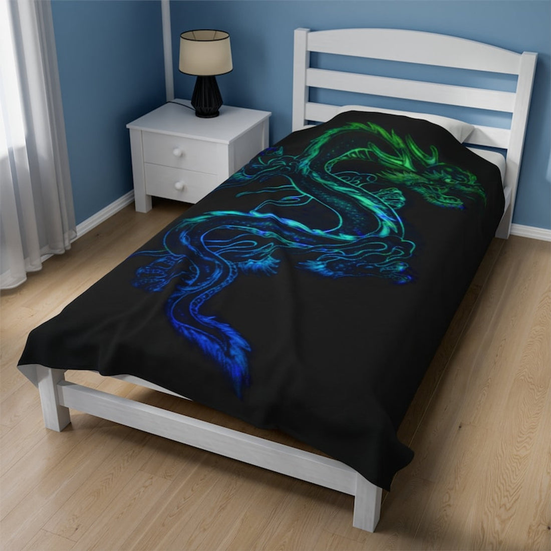 FUNSTUFFPRINT Dragon Blanket, Soft Velveteen Plush Blanket, Warm Dragon Throw - Cozy Blanket