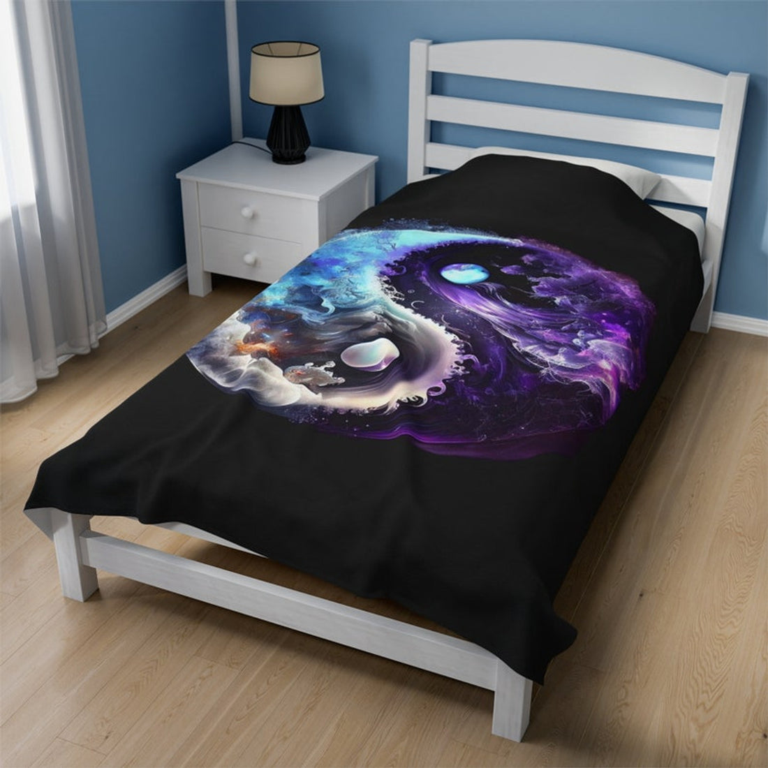 FUNSTUFFPRINT Yin Yang Blanket, Soft Velveteen Plush Blanket, Celestial Yin-Yang Home Decor, Soft Comfortable Throw