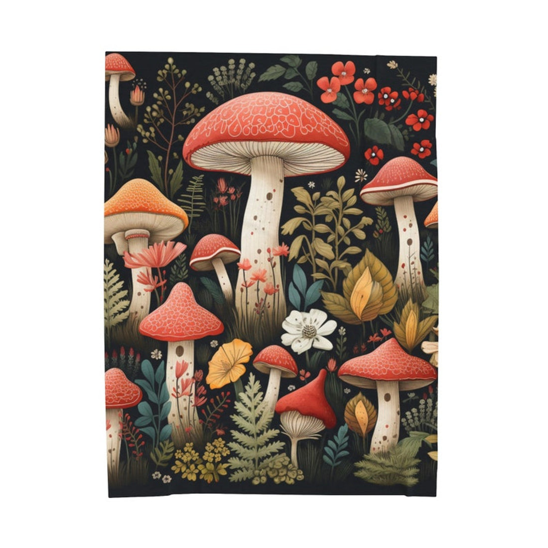 FUNSTUFFPRINT Cottagecore Mushroom Plush Fleece Blanket, Cozy Forest Botanical Throw Blanket, Cottagecore Aesthetic Decor, Mushroom Lover gift