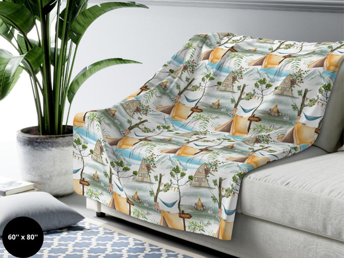 FUNSTUFFPRINT Camping Blanket| Throw Blanket |Nature Lover Gift |Camping Lover| Camp Lover Gift| Outdoor Blanket |Cabin RV Blanket| Campfire Blanket