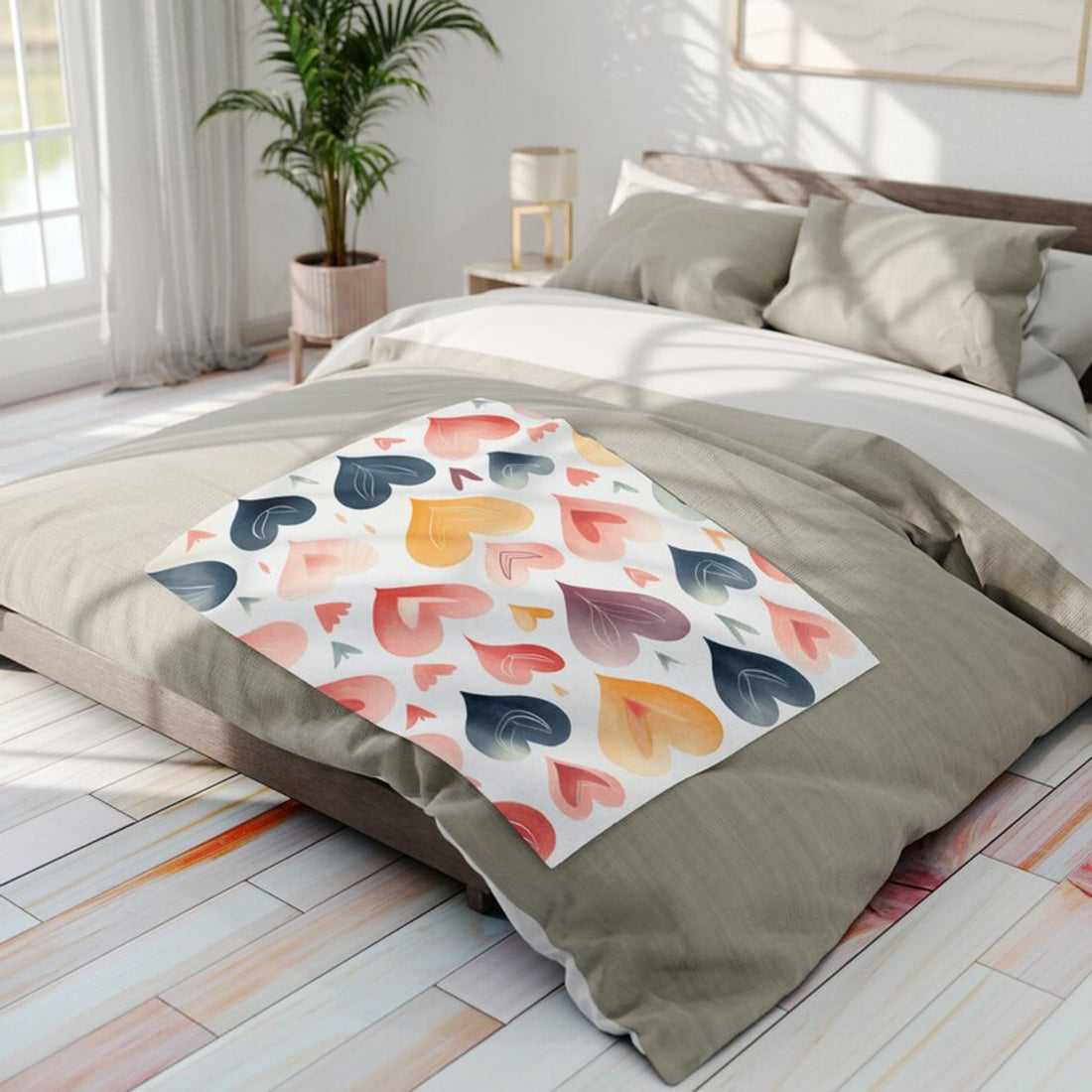FUNSTUFFPRINT Valentines Day Arctic Fleece Blanket, Valentines Day Throw Blanket, Hearts Blanket, Soft Baby Blanket with Hearts, Beautiful Hearts Blanket