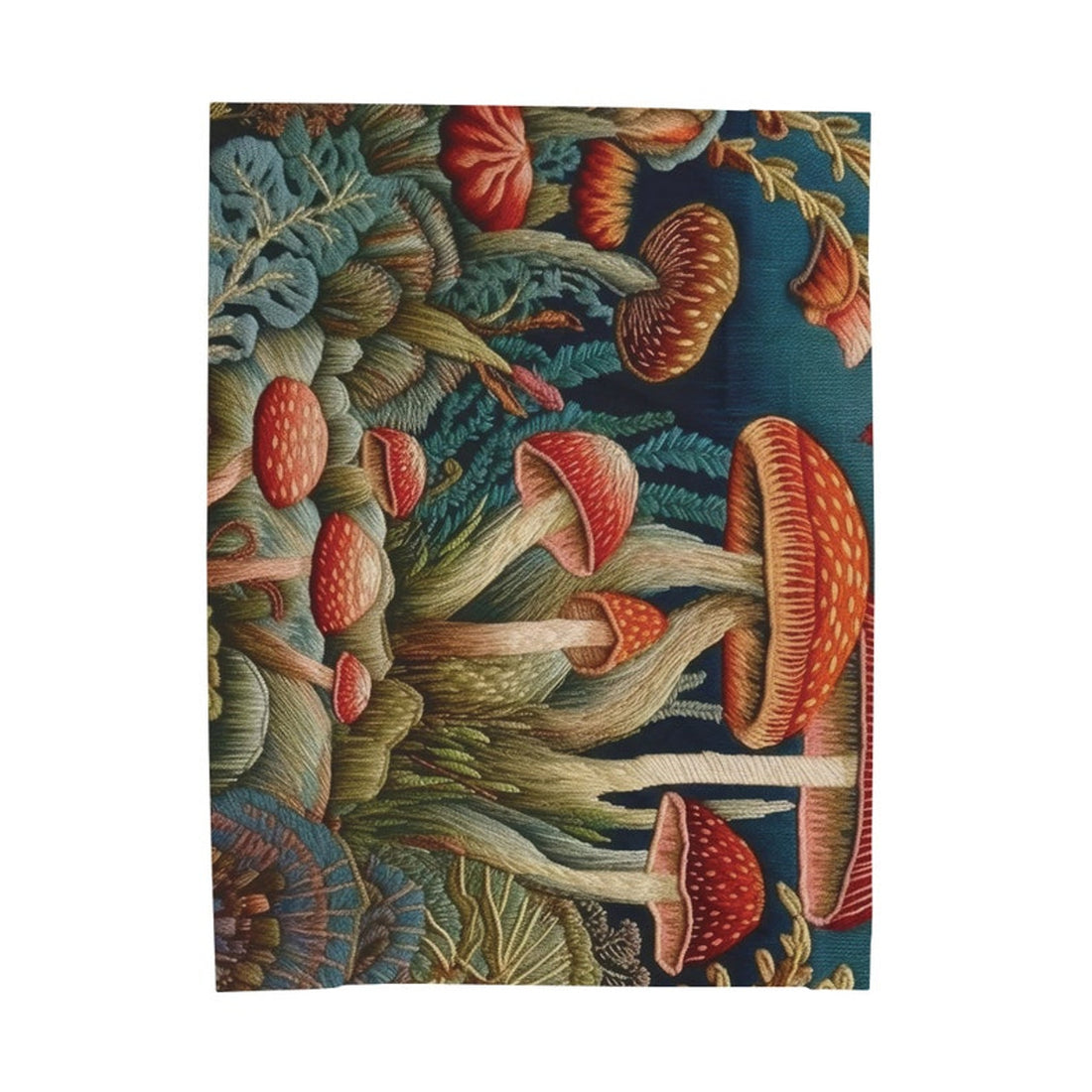 FUNSTUFFPRINT Cottagecore Embroidered Look Enchanted Forest Magic Mushroom Velveteen Plush Blanket,  Forestcore Blanket, Mushroom Gift