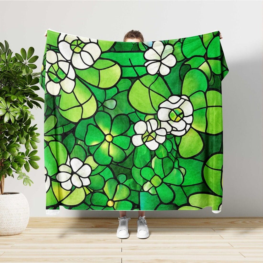 FUNSTUFFPRINT St Patrick's Shamrock Blanket, Green Irish Season Blanket, Shenanigans Gifts, Bedding Decor, Chill St Patrick's Day, Lucky St Patrick's Gift