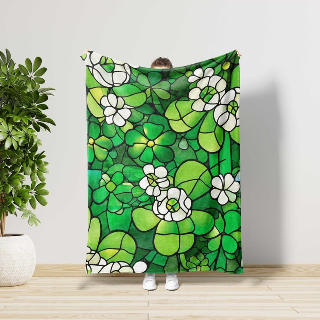 FUNSTUFFPRINT St Patrick's Shamrock Blanket, Green Irish Season Blanket, Shenanigans Gifts, Bedding Decor, Chill St Patrick's Day, Lucky St Patrick's Gift