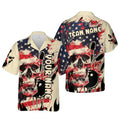 Custom Bowling And Pins Gothic Skull Customized Name, Team Name 3D Hawaiian Shirt