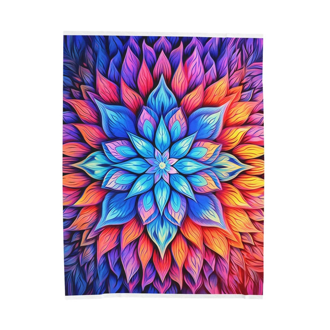 FUNSTUFFPRINT Psychedelic Lotus Flower Floral Plush Fleece Velveteen Blanket, Cozy Botanical Throw Blanket, Cottagecore Aesthetic Decor, Floral Bedding