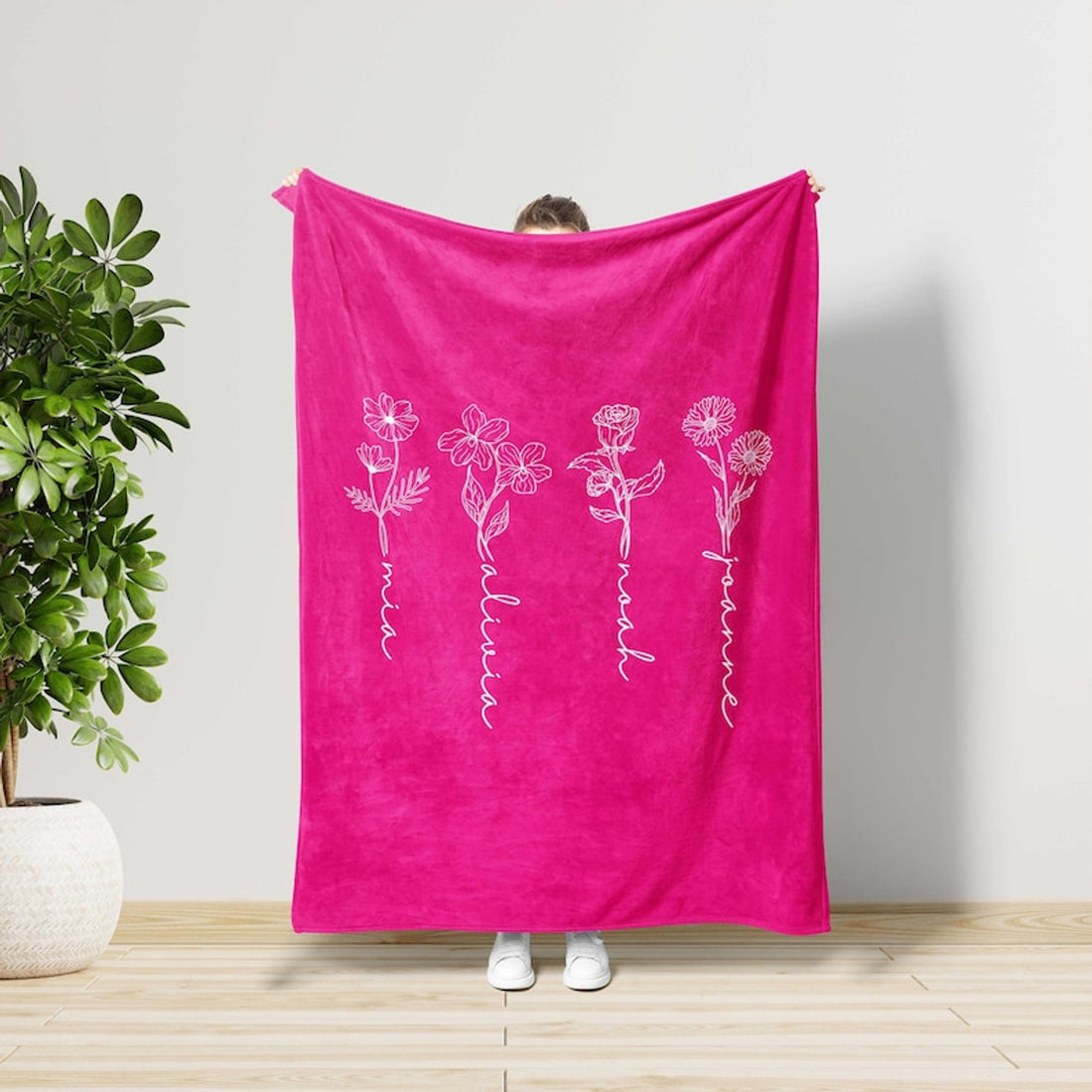 FUNSTUFFPRINT Birth Month Blanket, Custom Birth Month Flowers Blanket, Birthday Gift, Personalized Blanket, Throw Blanket, Bedding Decor,Mother's Day Gift