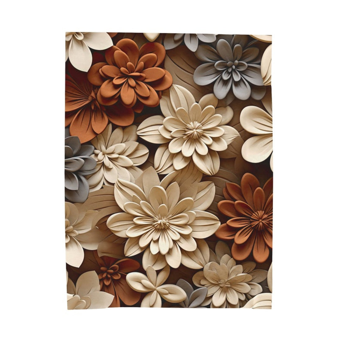FUNSTUFFPRINT Boho Floral Plush Fleece Velveteen Blanket, Cozy Botanical Throw Blanket, 3D Cottagecore Flower Aesthetic Home Decor, Housewarming Gift