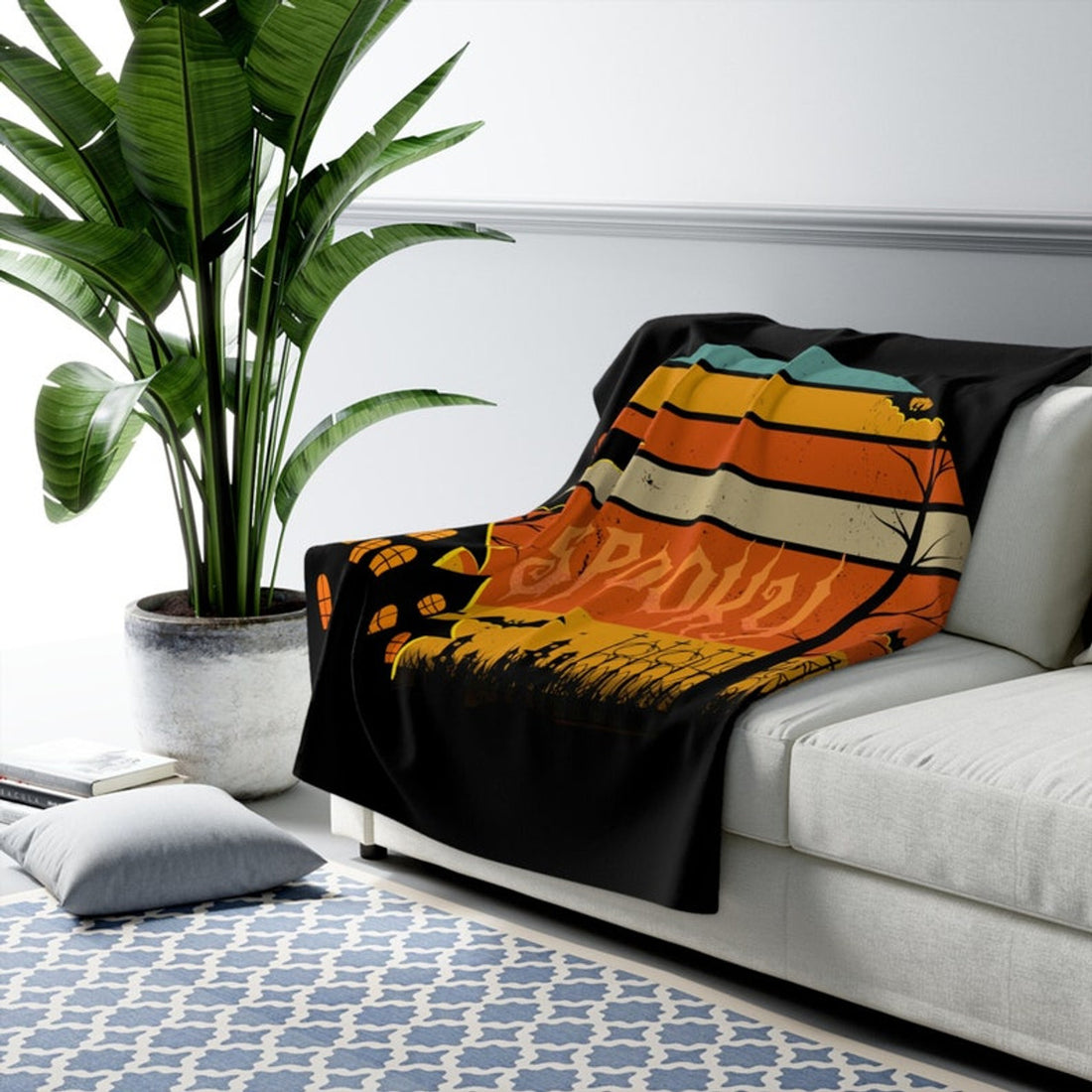 FUNSTUFFPRINT Halloween Blanket, Spooky Halloween Sherpa Blanket - Soft and Comfortable Halloween Blanket | Shop Now!