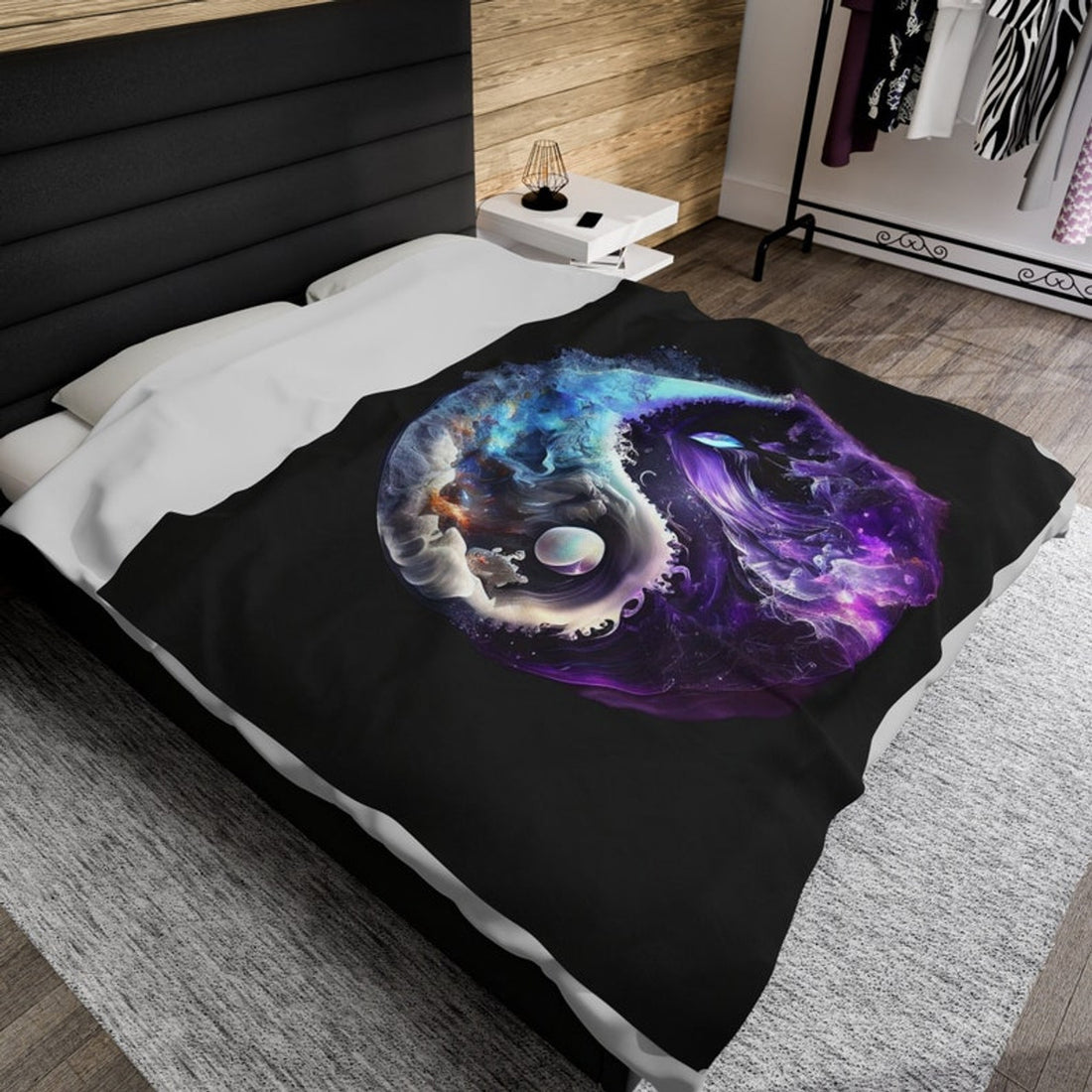 FUNSTUFFPRINT Yin Yang Blanket, Soft Velveteen Plush Blanket, Celestial Yin-Yang Home Decor, Soft Comfortable Throw
