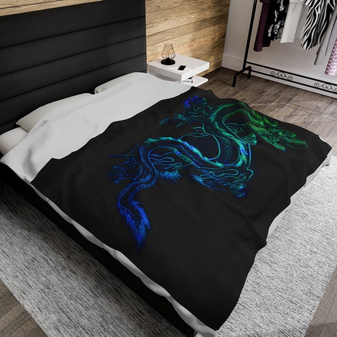 FUNSTUFFPRINT Dragon Blanket, Soft Velveteen Plush Blanket, Warm Dragon Throw - Cozy Blanket
