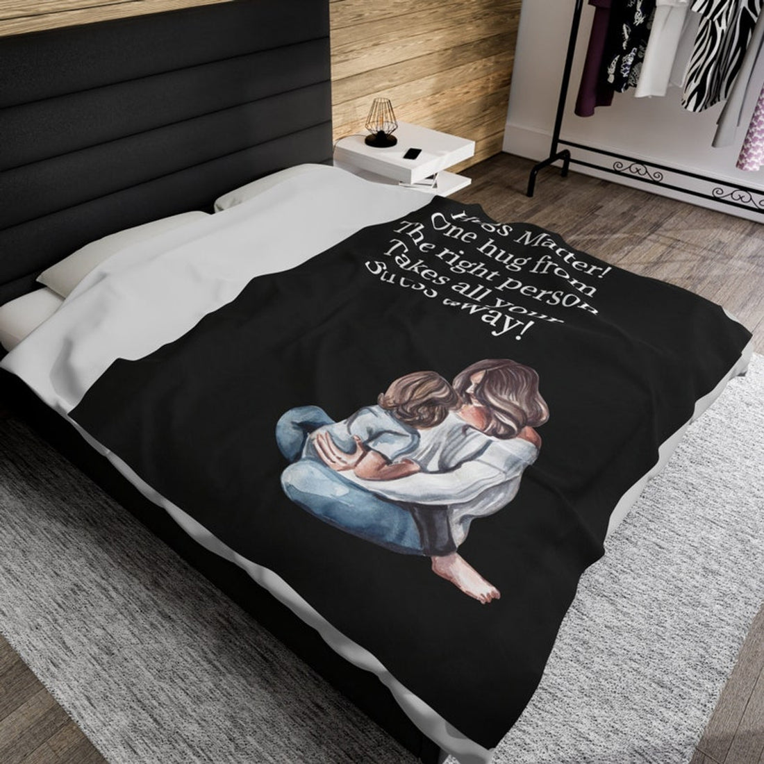 FUNSTUFFPRINT Mom and Daughter Blanket, Velveteen Plush Blanket, Hugs Matter Throw | Shop Now!