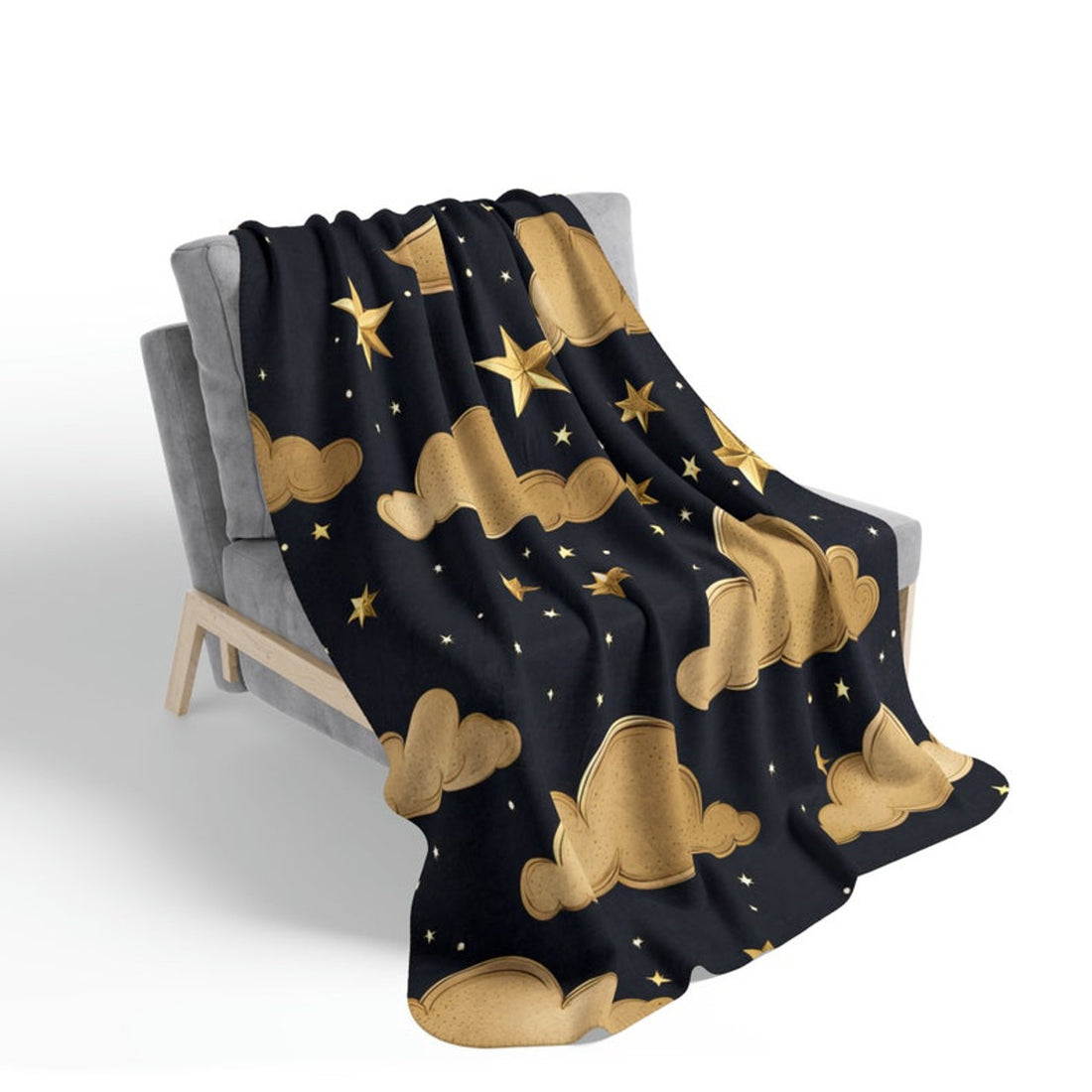 FUNSTUFFPRINT Celestial Moon & Stars Fleece Sherpa Throw Blanket, Gothic Blanket, Moon Tapestry Aesthetic Blanket, Home Decor Gift, Housewarming Gift