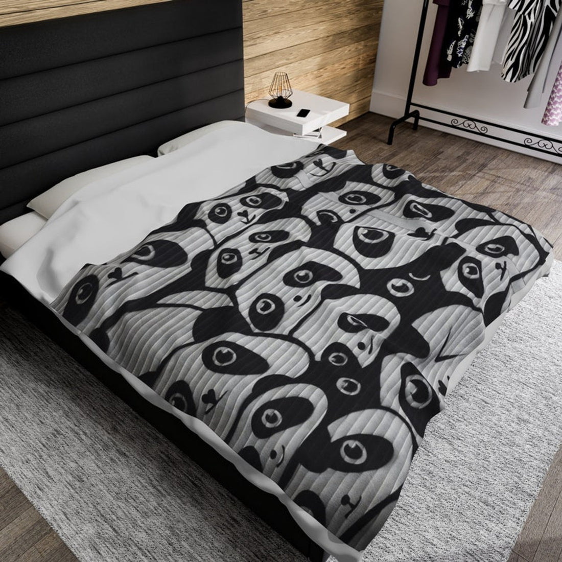 FUNSTUFFPRINT Soft Velveteen Blanket, Graffiti Print Panda Blanket, Velveteen Plush Throw, Cozy Home Decor, Winter Blanket | Shop Now!