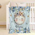 FUNSTUFFPRINT Custom  Floral Moon Blanket Personalized Christmas Nursery Blanket Little Star Kids Custom Name Blanket Spring Floral Baby Shower Gift For Girls