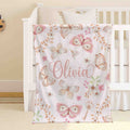 FUNSTUFFPRINT Custom  Baby Name Blanket Personalized Butterfly Nursery Blanket Kids Custom Name Blanket Butterfly Baby Shower Gift For Girls