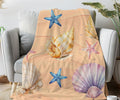 FUNSTUFFPRINT Soft Blanket Beach Gift, Seashell Sand Throw, Beach Christmas Gifts For Beach Lovers, Nautical Theme Throw, Coastal Décor, Beach House Décor
