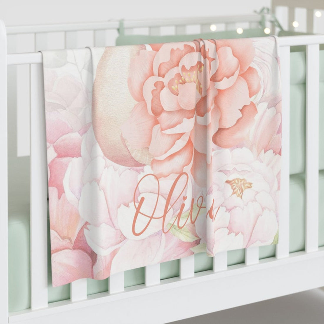 FUNSTUFFPRINT Custom  Floral Swan Blanket Personalized Peony Nursery Blanket Little Swan Kids Custom Name Blanket Spring Rose Baby Shower Gift For Girls