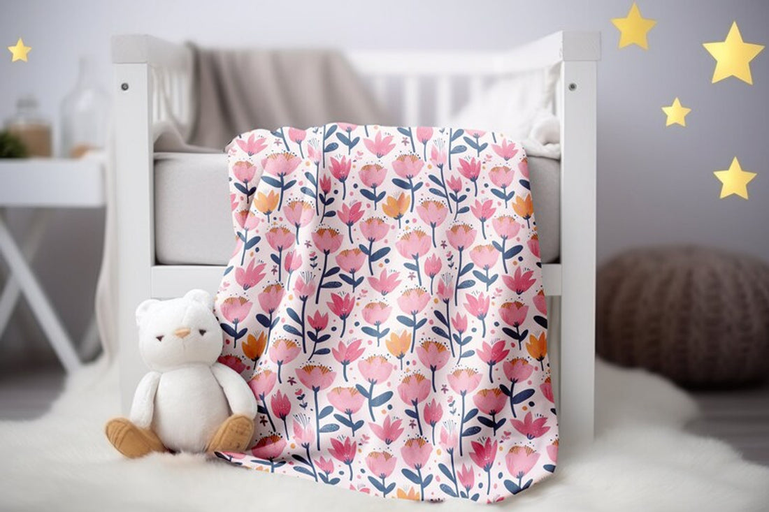 FUNSTUFFPRINT Pink Floral Baby Blanket, Baby Shower Gift, Pink Swaddle Blanket, Newborn Floral Blanket, Baby Flower Keepsake, Childrens Kids Blankets