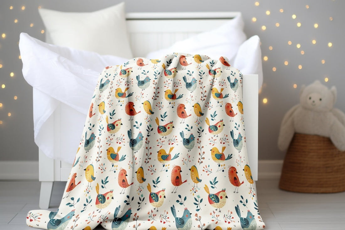 FUNSTUFFPRINT Colorful Bird Baby Blanket, Baby Blanket, Sherpa Blanket, Baby Shower Gift, Newborn Blanket, Velveteen Blanket, Childrens Kids Blankets