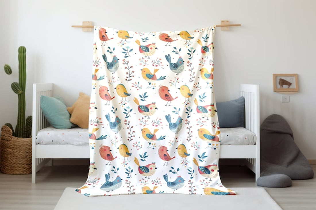 FUNSTUFFPRINT Colorful Bird Baby Blanket, Baby Blanket, Sherpa Blanket, Baby Shower Gift, Newborn Blanket, Velveteen Blanket, Childrens Kids Blankets
