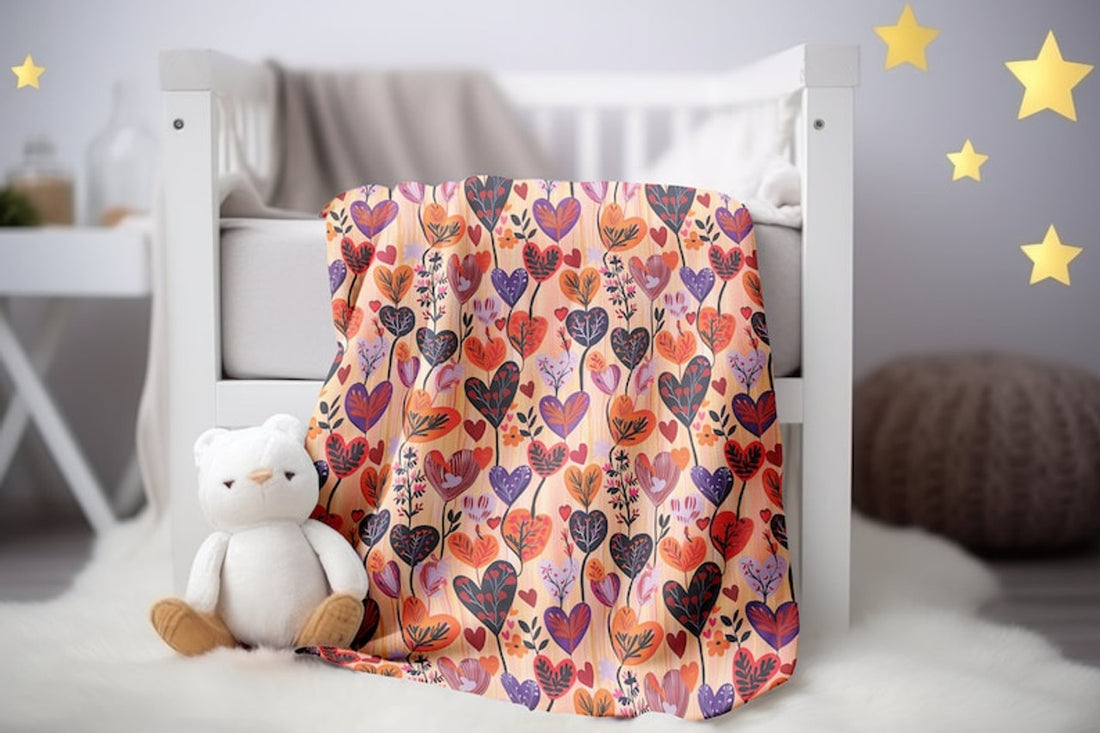 FUNSTUFFPRINT Hearts Baby Girl Blanket, Velveteen Blanket, Boho Baby Blanket, Hearts Swaddle, Baby Girl Blanket, Childrens Kids Blankets, Sherpa Blanket