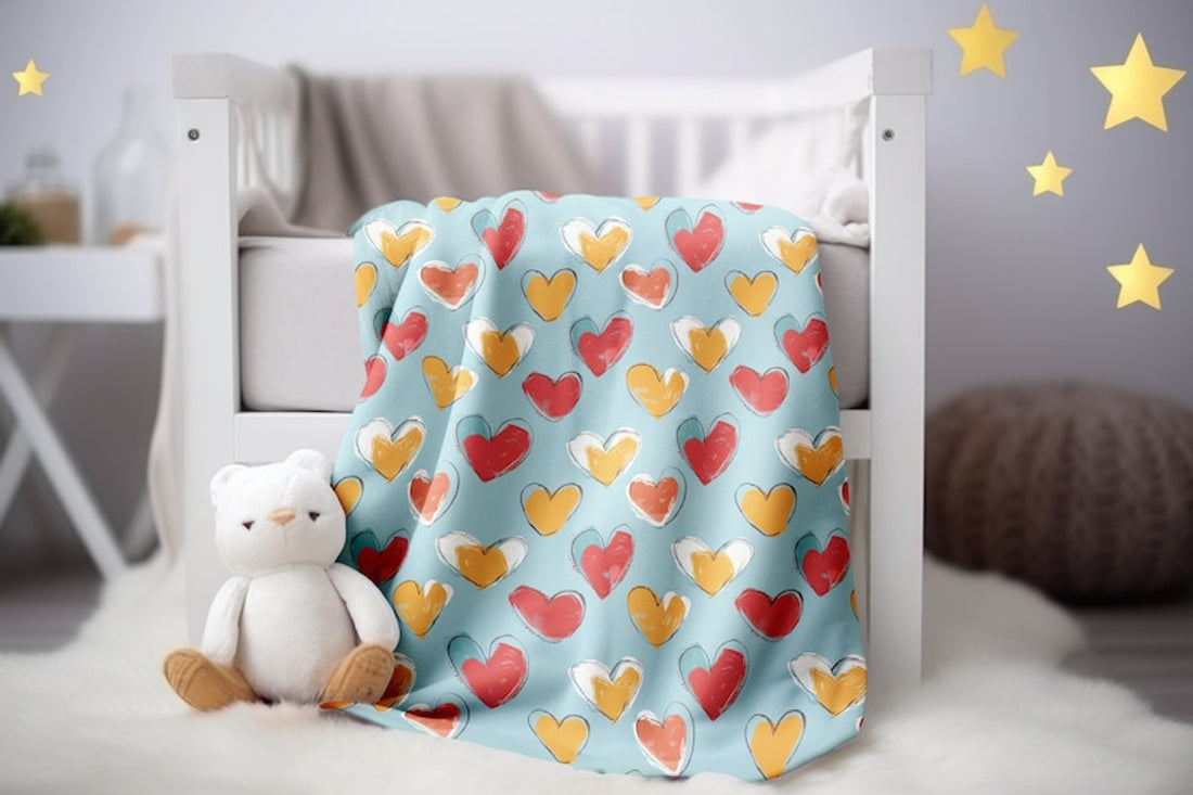 FUNSTUFFPRINT Cute Hearts Childs Blanket, Baby Girl Blanket, Cozy Blanket, Newborn Blanket, Sherpa Blanket, Childrens Kids Blankets, Velveteen Blanket