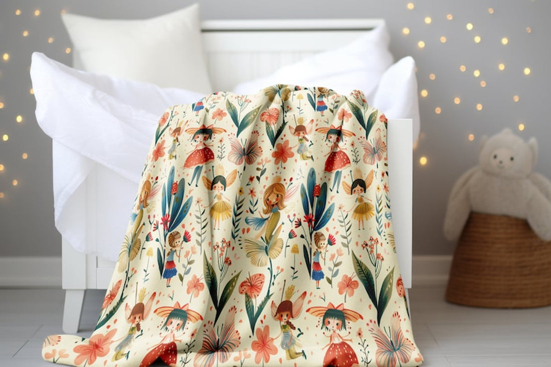 FUNSTUFFPRINT Whimsical Fairies Baby Girl Blanket, Baby Shower Gift Idea, Girl Swaddle Blanket, Fairy Blanket, Keepsake Blanket, Childrens Kids Blankets