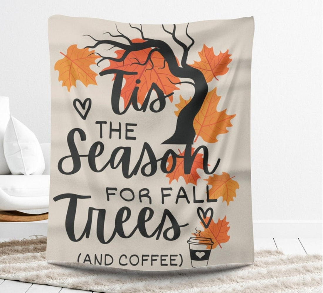 FUNSTUFFPRINT Fall Blanket |Fall Fleece Blanket |Fall Tis The Season |Autumn Decor |Cozy Fall Camp Blanket |Throw Gift |Autumn Blanket |Sofa Throw Blanket