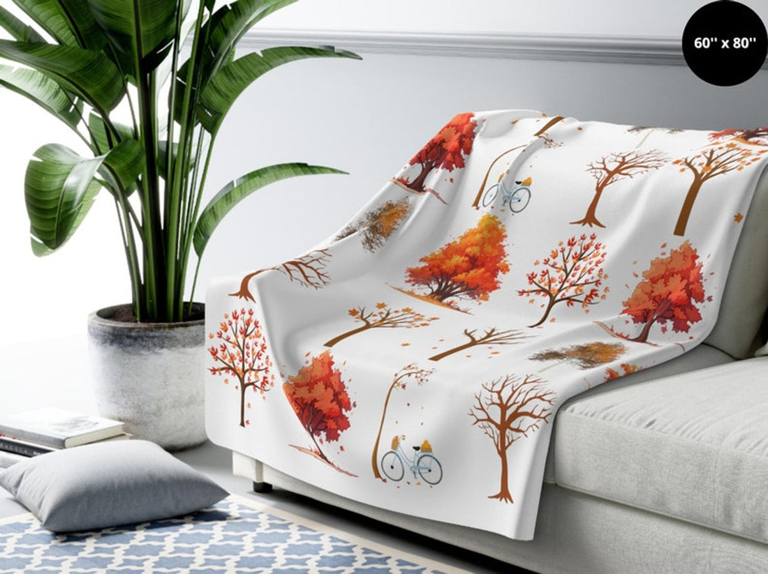 FUNSTUFFPRINT Fall Blanket |Autumn Decor| Fall Home Decor Fleece Blanket |Autumn Leaves |Cozy Fall Camping Blanket |Throw Gift |Autumn Blanket |Sofa Throw