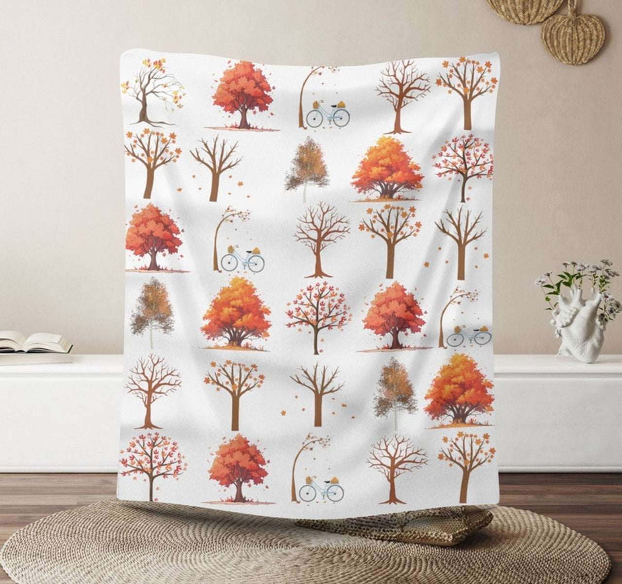 FUNSTUFFPRINT Fall Blanket |Autumn Decor| Fall Home Decor Fleece Blanket |Autumn Leaves |Cozy Fall Camping Blanket |Throw Gift |Autumn Blanket |Sofa Throw