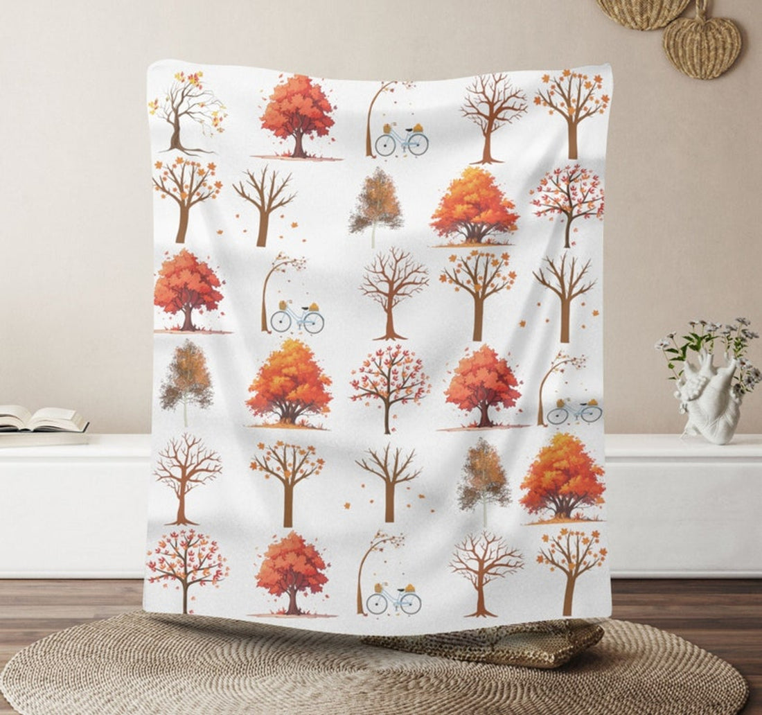 FUNSTUFFPRINT Fall Blanket |Autumn Decor| Fall Home Decor Fleece Blanket |Autumn Leaves |Cozy Fall Camping Blanket |Throw Gift |Autumn Blanket |Sofa Throw