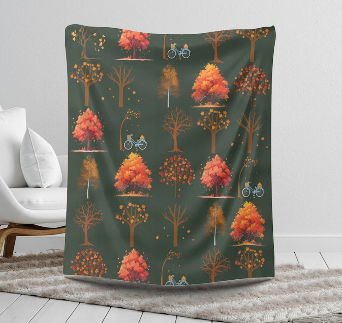FUNSTUFFPRINT Fall Blanket |Fall Fleece Blanket |Autumn Leaves |Fall Autumn Decor |Cozy Fall Camping Blanket |Throw Gift |Autumn Blanket |Sofa Blanket