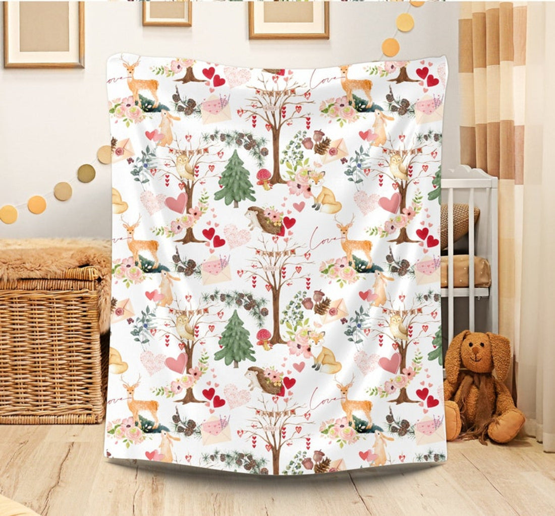 FUNSTUFFPRINT Woodland Animal Blanket| Forest Throw Blanket |Camping Blanket| Nature Lover Gift| Valentines| Home Sofa Blanket| Baby Nursery Kids Room
