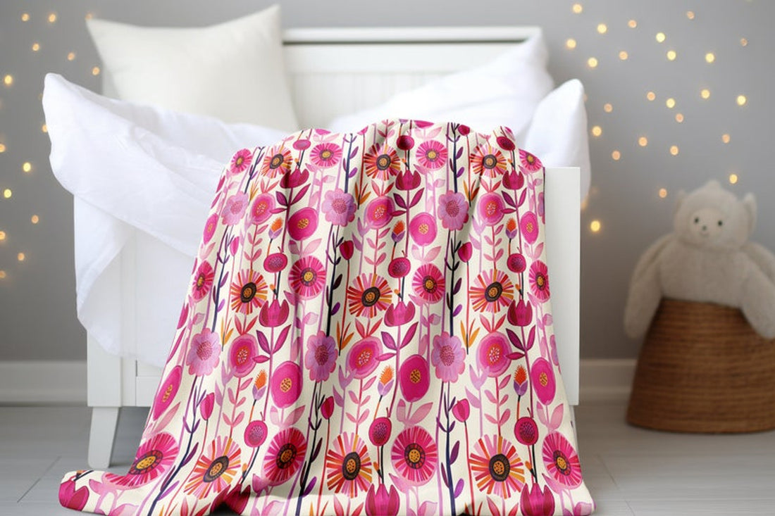 FUNSTUFFPRINT Pink Flowers Baby Blanket, Pink Roses Blanket, Baby Girl, Baby Shower Gift, Childrens Kids Blankets, Newborn Pink Blanket, Sherpa Blanket