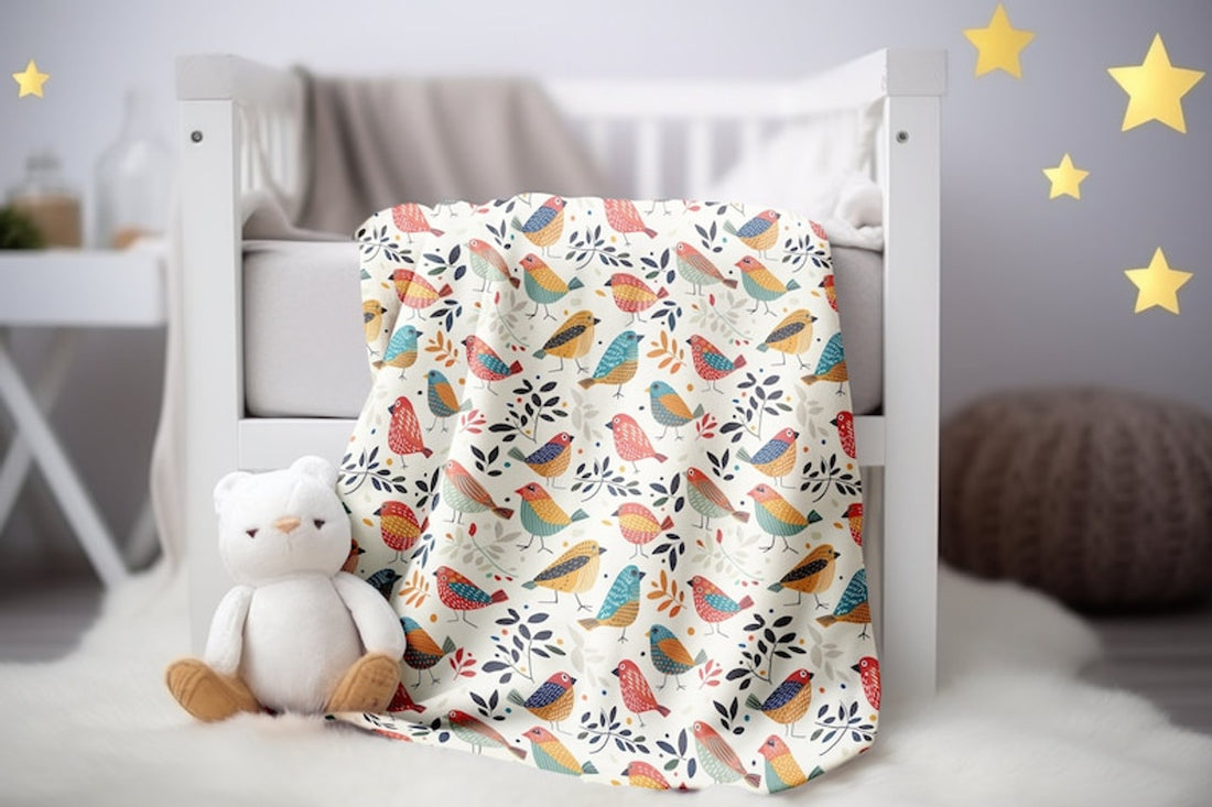 FUNSTUFFPRINT Quirky Bird Baby Blanket, Expecting Mom Gift, Velveteen Blanket, Baby Keepsake, Childrens Kids Blankets, Baby Boy Blanket, Sherpa Blanket
