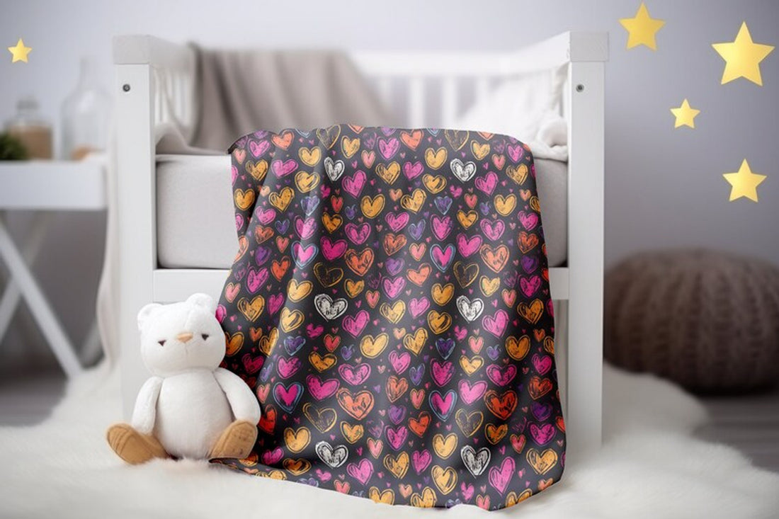 FUNSTUFFPRINT Colorful Neon Hearts Blanket, Hearts Swaddle Blanket, Baby Girl Blanket, Childrens Kids Blankets, Sherpa Blanket, Velveteen Blanket