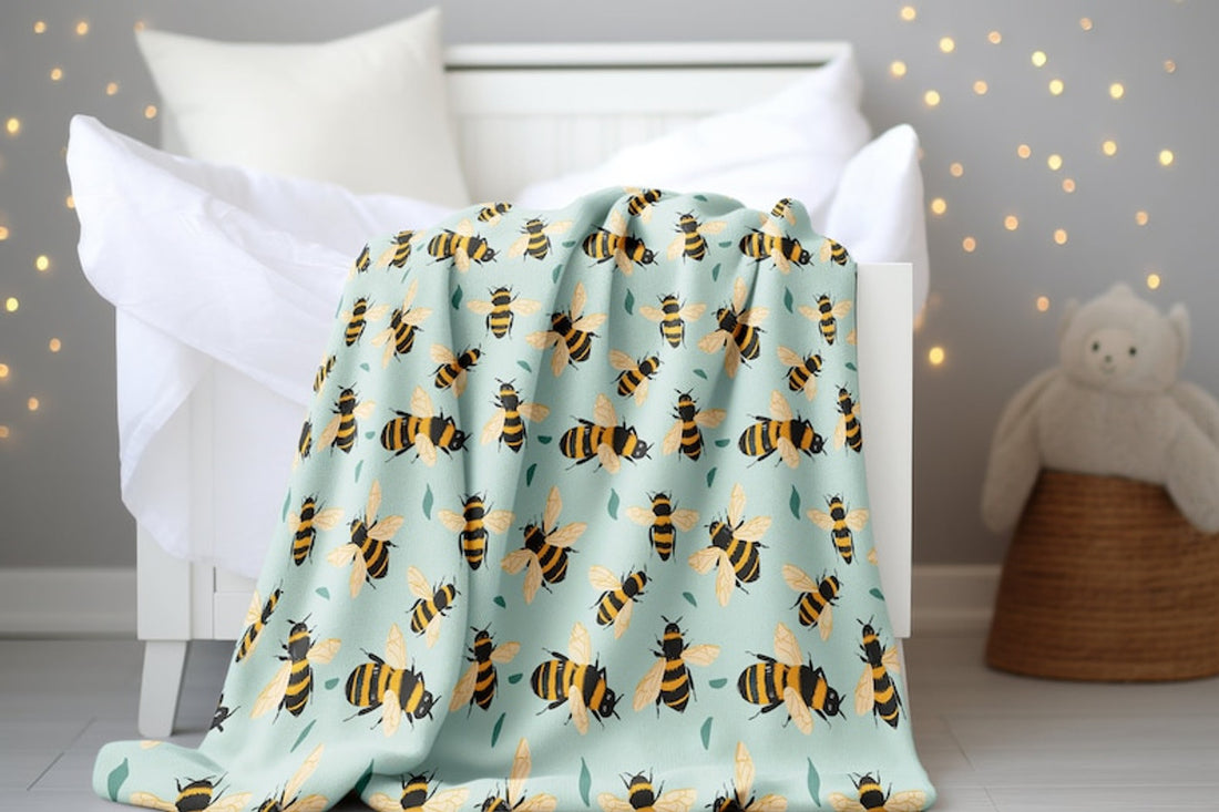 FUNSTUFFPRINT Bumble Bees Baby Blanket, Baby Blankets, Neutral Gender Swaddle, New Mom Gift, Blanket for Newborn, Children Kids Blanket, Baby Girl Blanket
