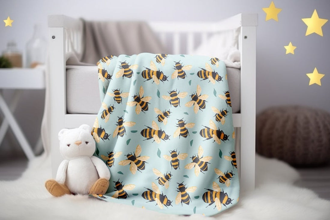 FUNSTUFFPRINT Bumble Bees Baby Blanket, Baby Blankets, Neutral Gender Swaddle, New Mom Gift, Blanket for Newborn, Children Kids Blanket, Baby Girl Blanket
