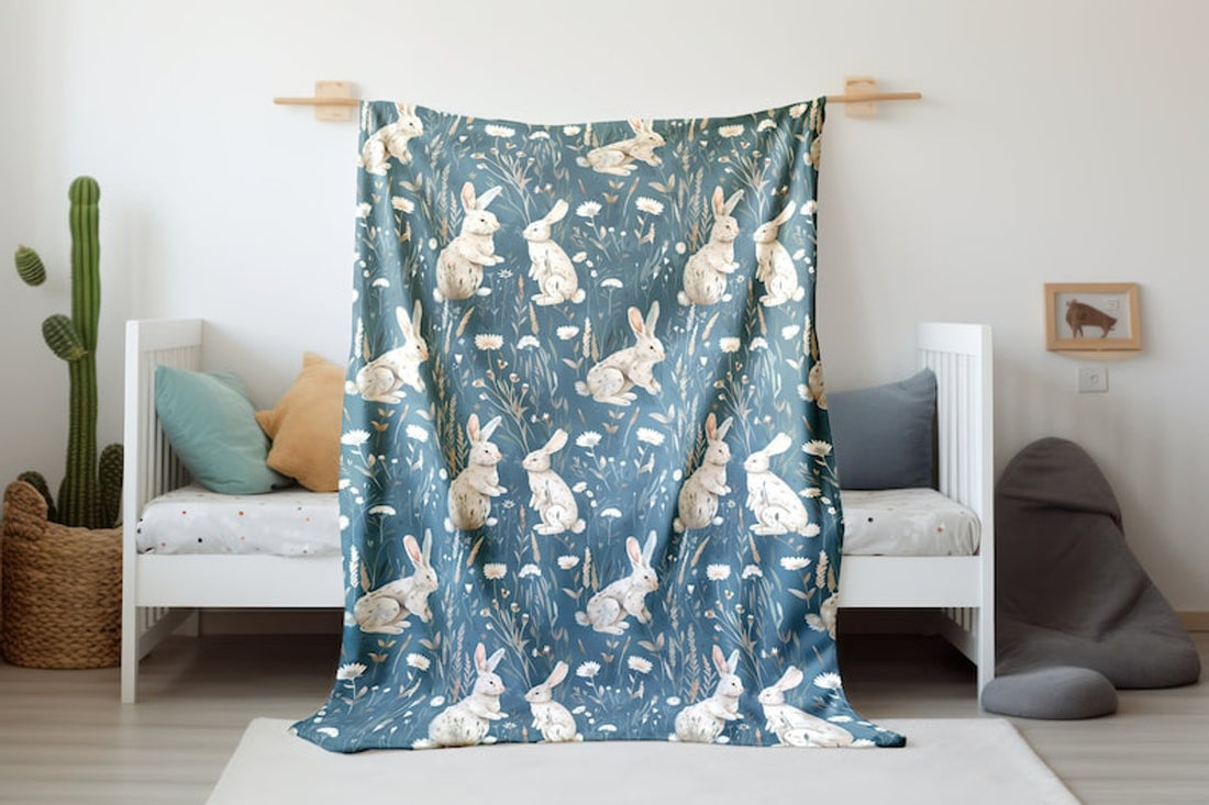 FUNSTUFFPRINT Woodland Bunnies Kids Blanket, Baby Shower Gift, Baby Blanket, Animal Baby Swaddle, Newborn Blanket, Children Kid Blanket, Baby Girl Blanket