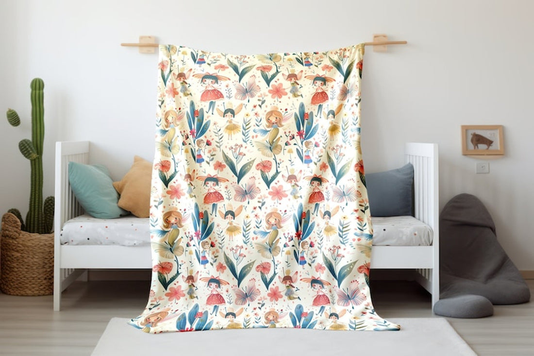 FUNSTUFFPRINT Whimsical Fairies Baby Girl Blanket, Baby Shower Gift Idea, Girl Swaddle Blanket, Fairy Blanket, Keepsake Blanket, Childrens Kids Blankets