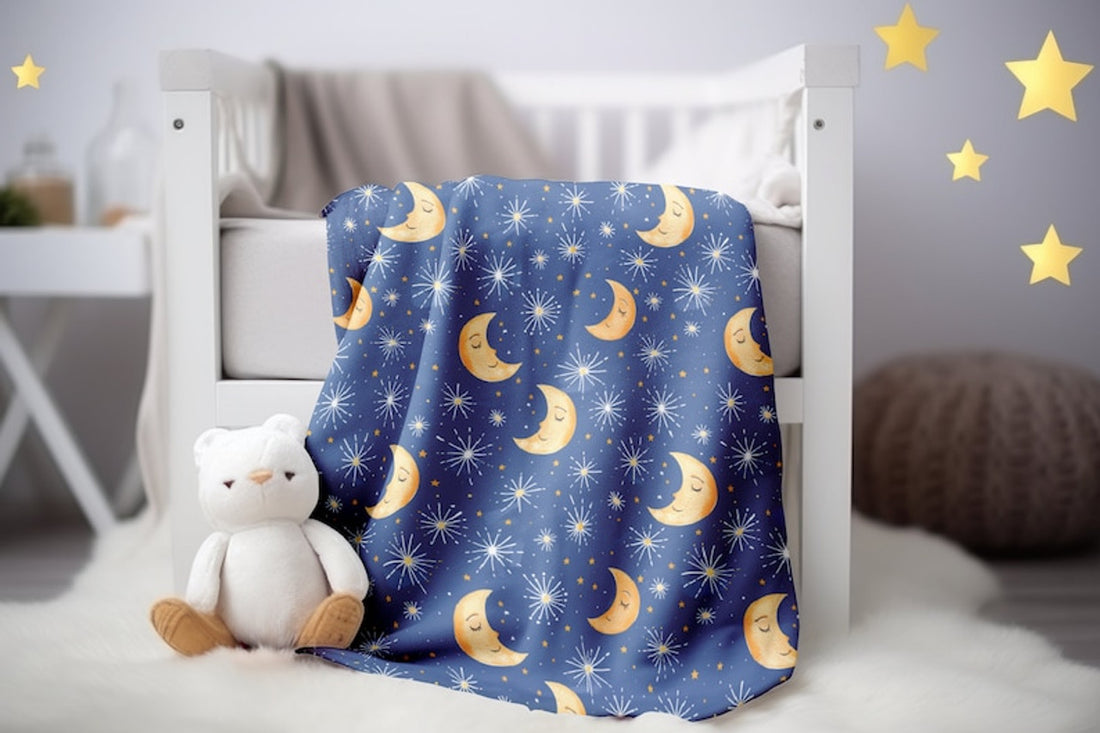 FUNSTUFFPRINT Moon and Stars Blanket, Newborn Swaddle Blanket, Baby Shower Gift, Children Kids Blanket, New Mom Gift, Baby Boy Blanket, Baby Throw Blanket