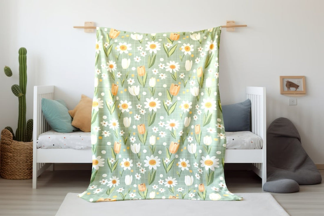 FUNSTUFFPRINT Floral Baby Girl Blanket, Baby Girl Floral Baby Keepsake, Expecting Mom Gift, Baby Girl Blanket, Childrens Kids Blankets, Sherpa Blanket