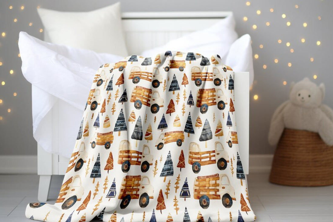 FUNSTUFFPRINT Wooden Trucks Baby Blanket, Baby Shower Gift, Newborn Blanket, Baby Swaddle Blanket, Boho Blanket, Childrens Kids Blankets, Baby Boy Blanket