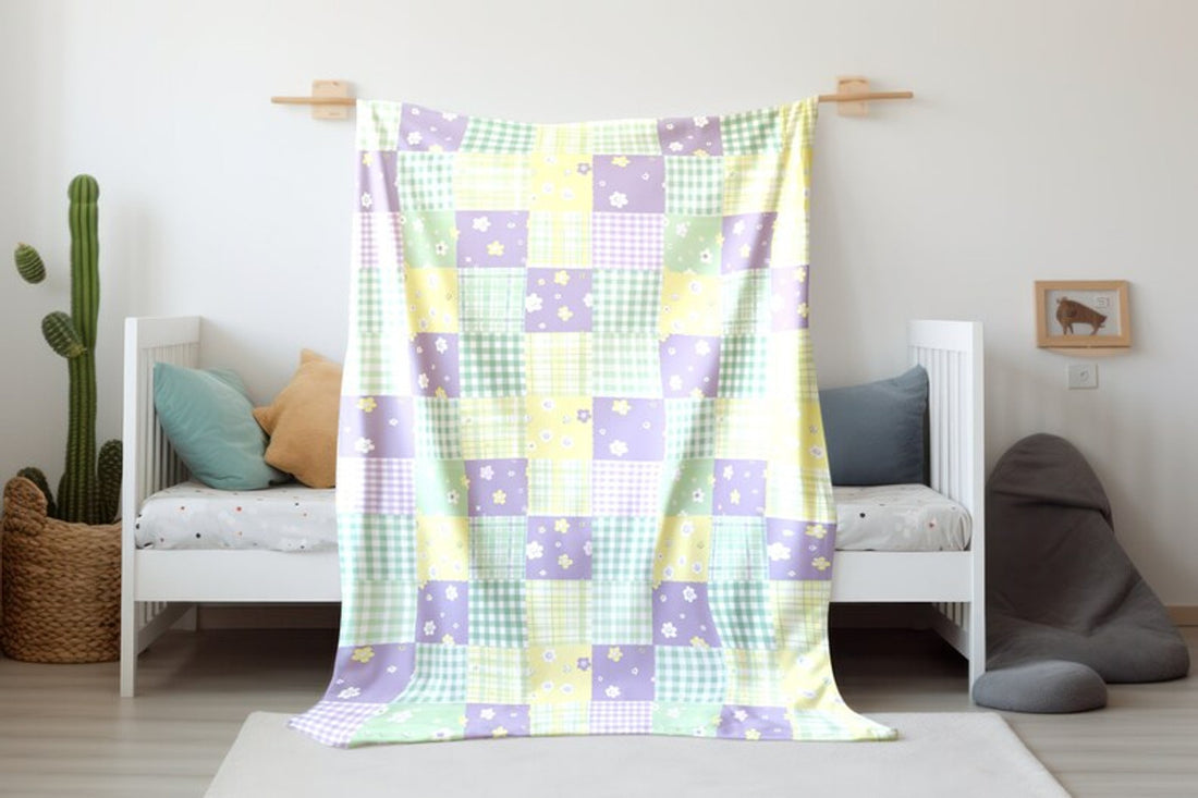 FUNSTUFFPRINT Floral Patchwork Baby Blanket, Sherpa Blanket, Mom Gift, Baby Shower Gift, Baby Girl Keepsake, Children Kids Blankets, Velveteen Blanket