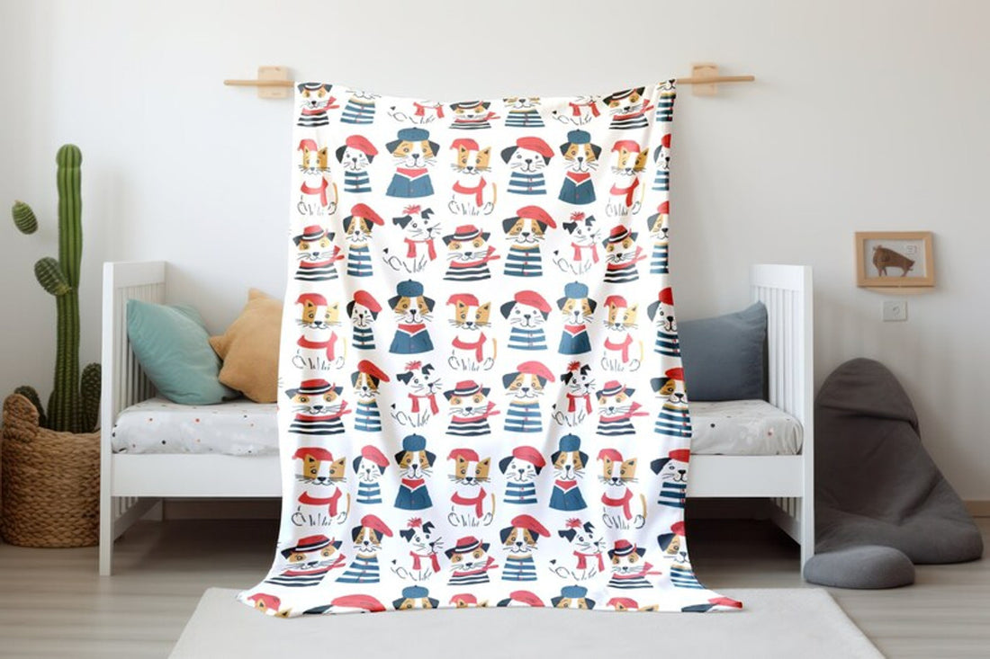 FUNSTUFFPRINT Cute Dogs Baby Blanket, Baby Swaddle, Animal Keepsake Blanket, Baby Shower Gift, Childrens Kids Blankets, Sherpa Blanket, Velveteen Blanket