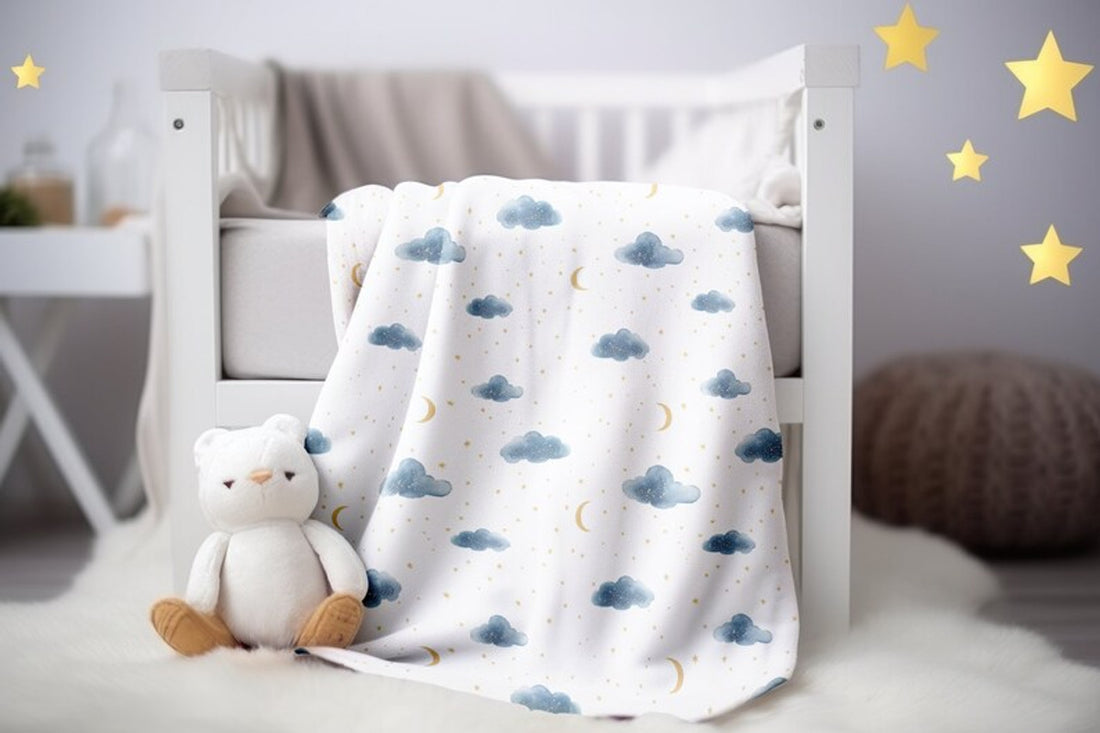 FUNSTUFFPRINT Moon and Clouds Blanket, Baby Boy Swaddle, Newborn Swaddle, Cozy Girl Swaddle Blanket, Gift for Baby Girl, Sherpa Blanket, Velveteen Blanket